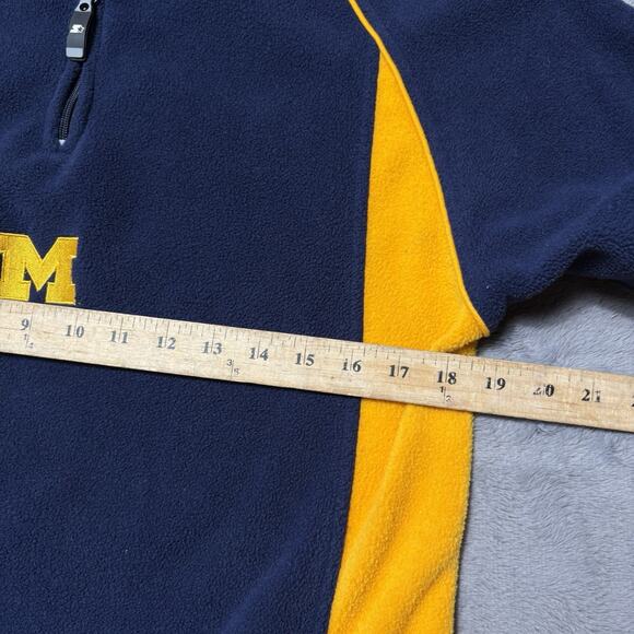 Starter University of Michigan Wolverines Quarter Zip Fleece Navy Maize Mens M - Picture 11 of 15